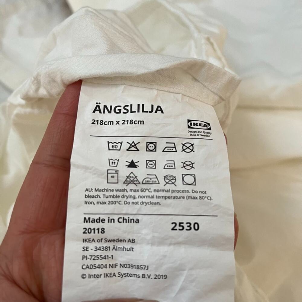 IKEA ÄNGSLILJA Full Queen Size White Duvet Cover and Pillowcase Set Contemporary - Picture 5 of 12